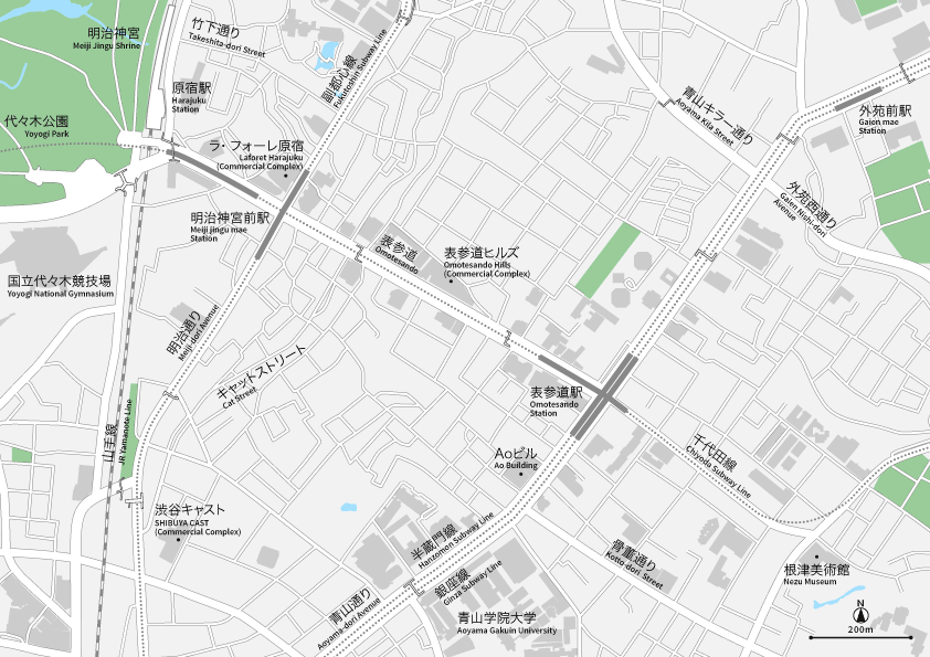 原宿・表参道・青山 地図素材