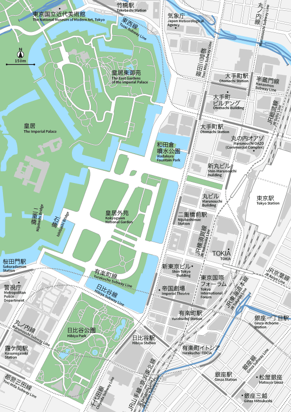 東京駅・皇居 地図素材