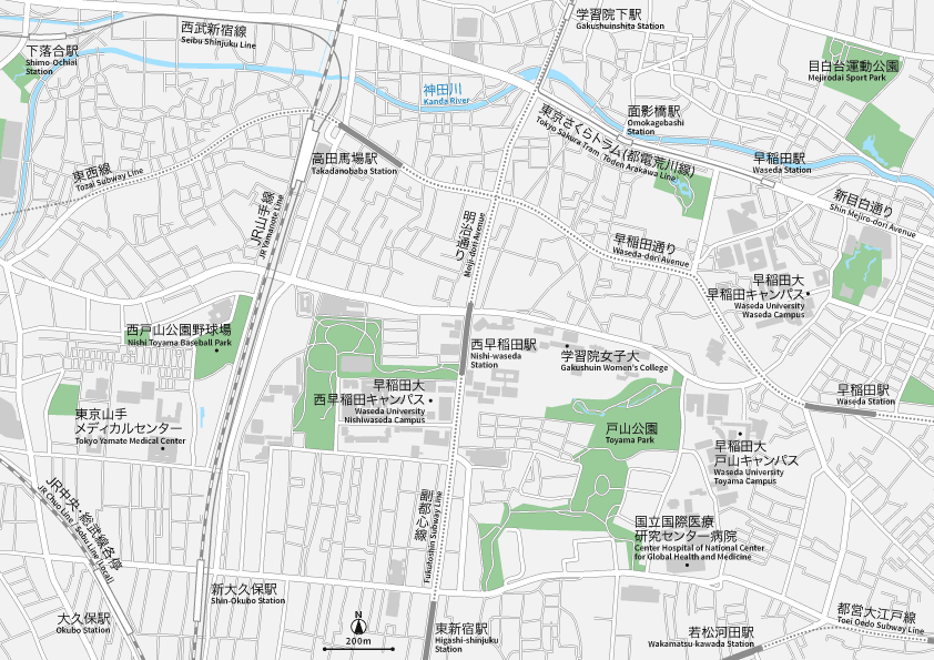 高田馬場・早稲田 地図素材