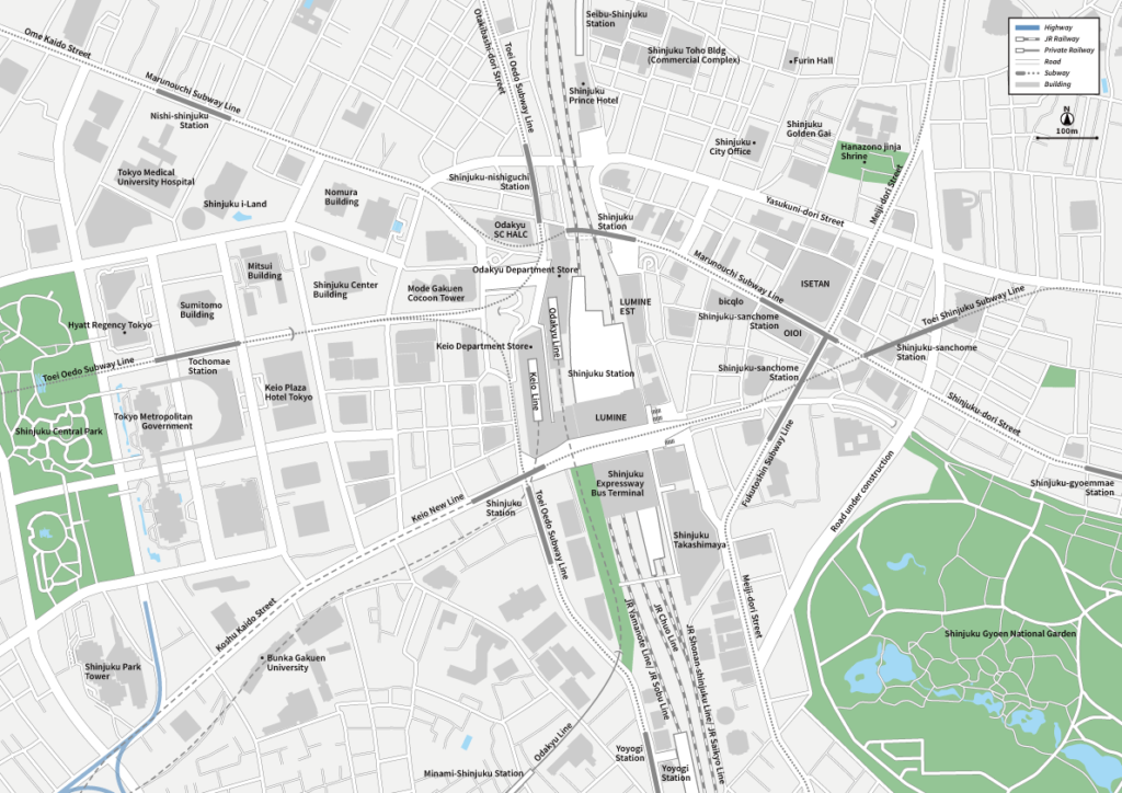 Tokyo Shinjuku Vecter map