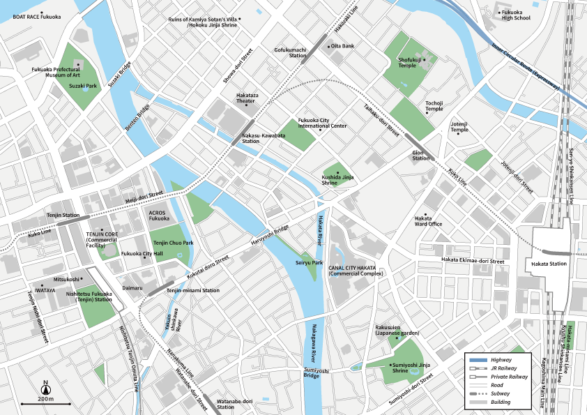 Fukuoka Hakata Vecter map