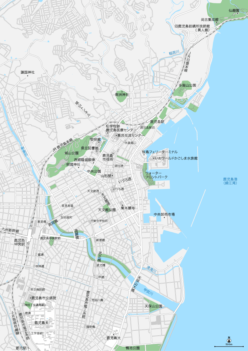 鹿児島 鹿児島中心部 地図 Aiデータ 地図素材を販売 今八商店