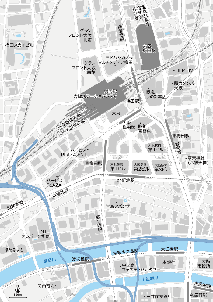 大阪 大阪駅周辺地図 Aiデータ 地図素材を販売 今八商店