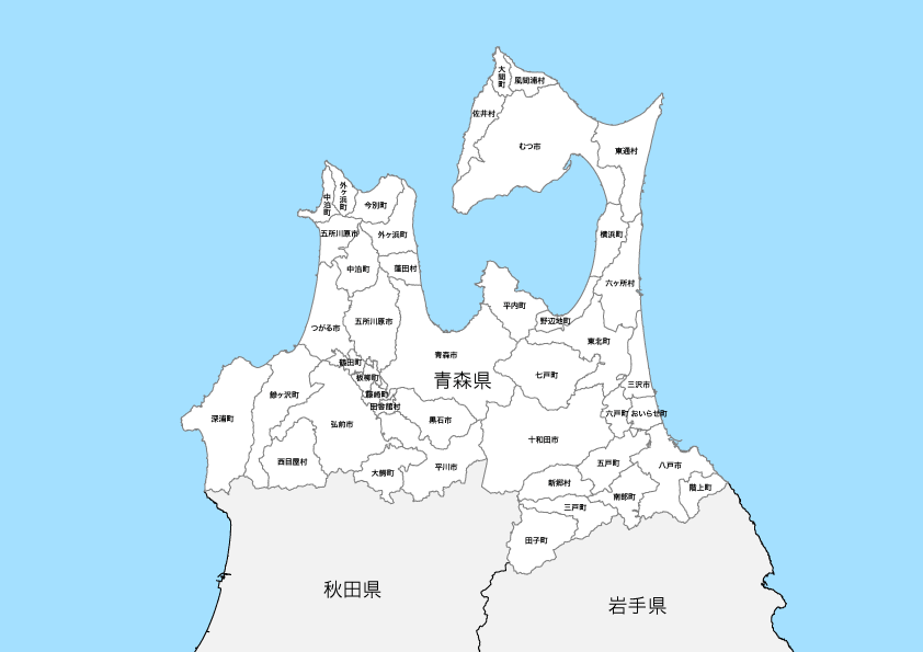 青森県 白地図 市区町村別オブジェクト 地図素材を販売 今八商店