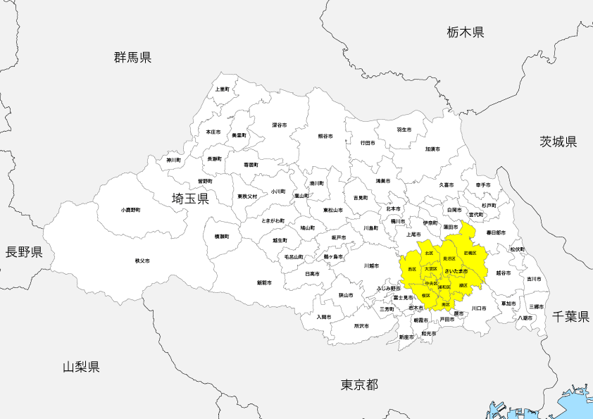 埼玉県 白地図 市区町村別オブジェクト 地図素材を販売 今八商店