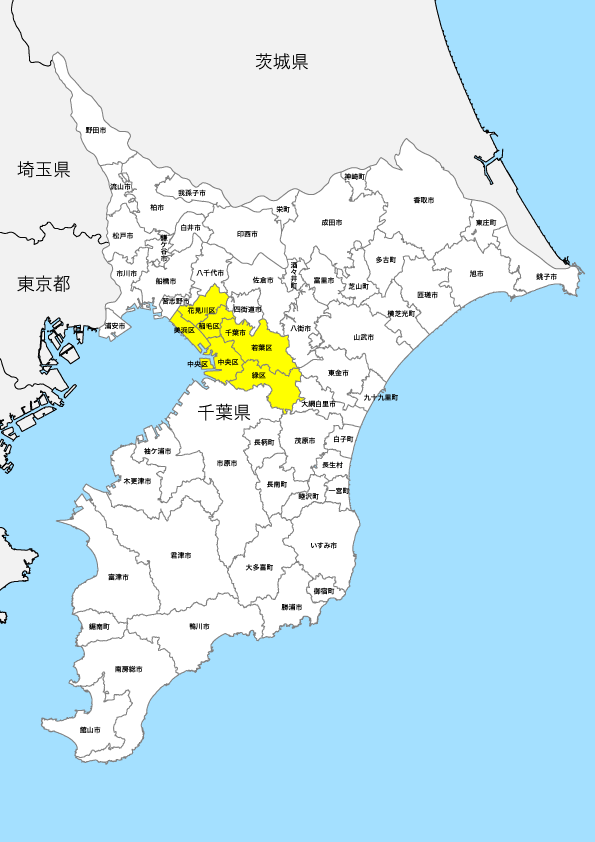 千葉県 市区町村別 白地図 素材