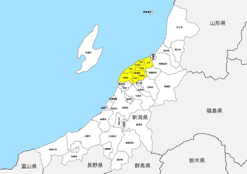 新潟県 市区町村別 白地図