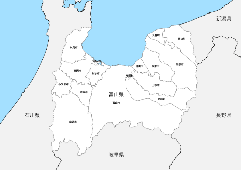 富山県 白地図 市区町村別オブジェクト 地図素材を販売 今八商店