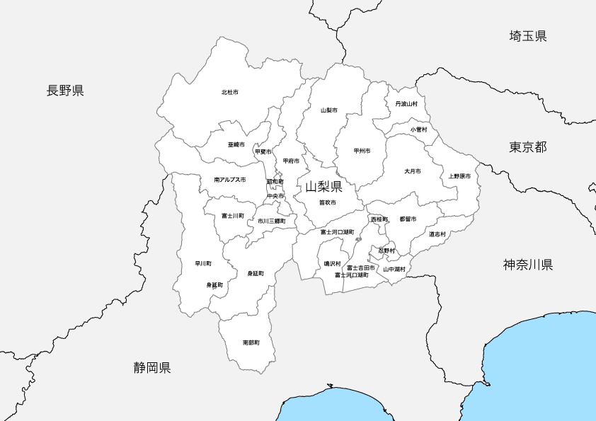 山梨県 白地図 市区町村別オブジェクト 地図素材を販売 今八商店