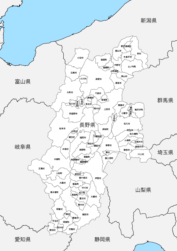 長野県 白地図 市区町村別オブジェクト 地図素材を販売 今八商店