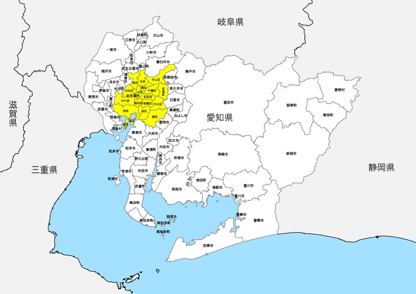 愛知県 白地図 市区町村別オブジェクト 地図素材を販売 今八商店