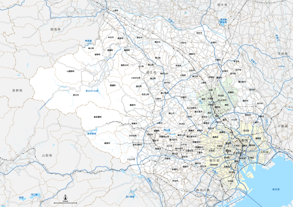 東京 都 地図 フリー 東京都の白地図 都道府県コード13