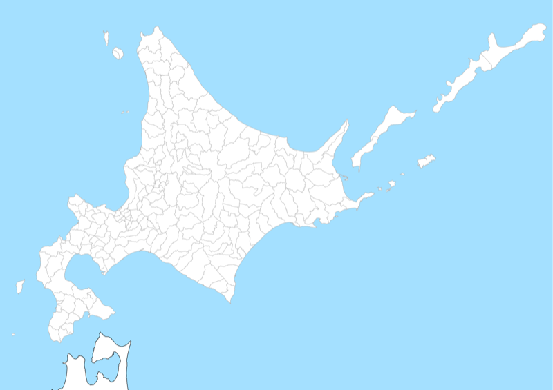 北海道 白地図 市区町村界 フリー素材