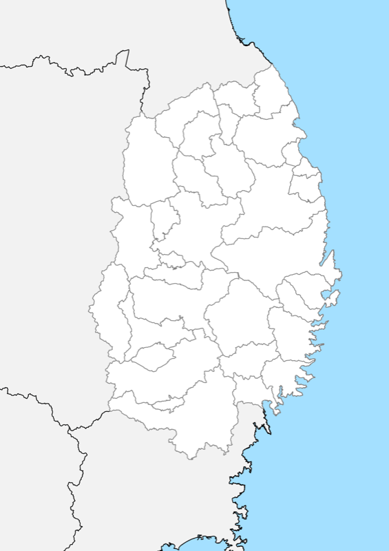 岩手県 白地図 市区町村界 フリー素材