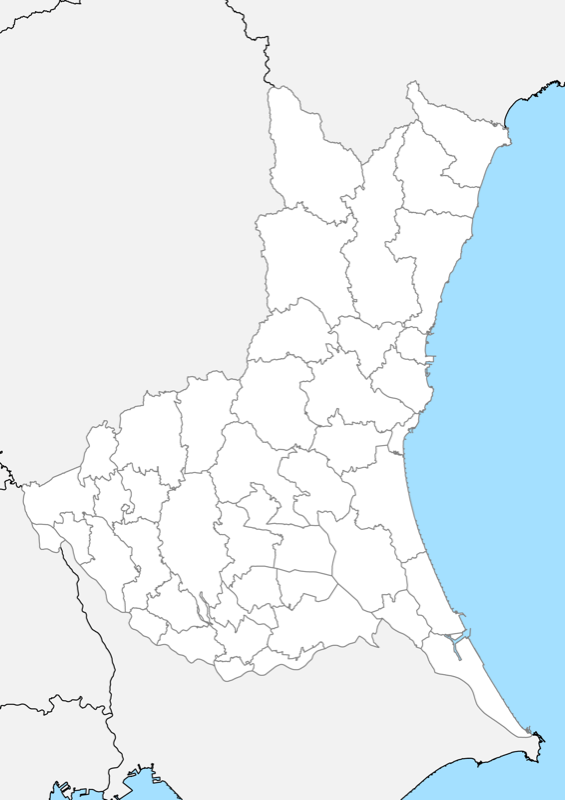 茨城県 白地図 市区町村界 フリー素材