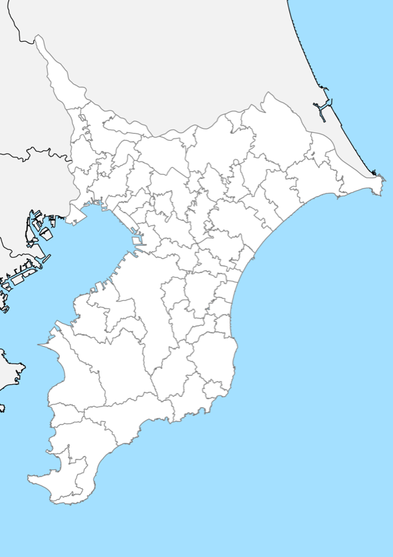 千葉県 白地図 市区町村界 フリー素材