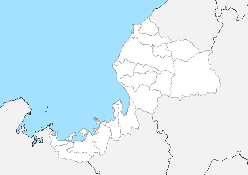 福井県 白地図 市区町村界 フリー素材