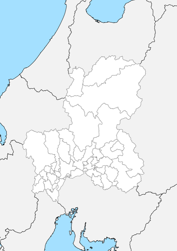 岐阜県 白地図 市区町村界 フリー素材