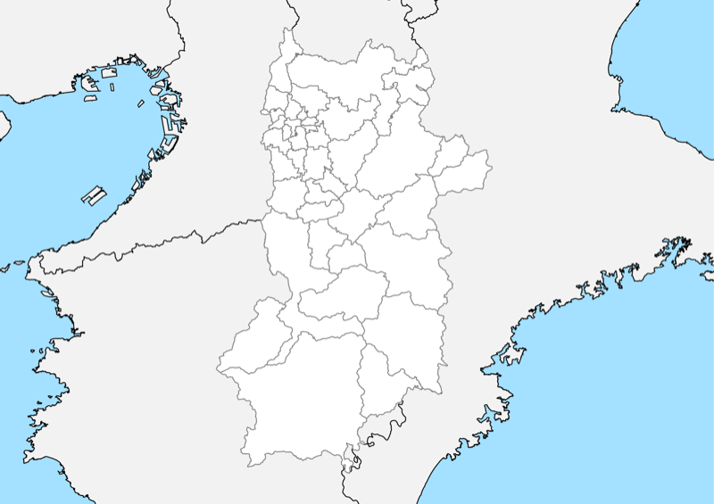 奈良県 白地図 市区町村界 フリー素材