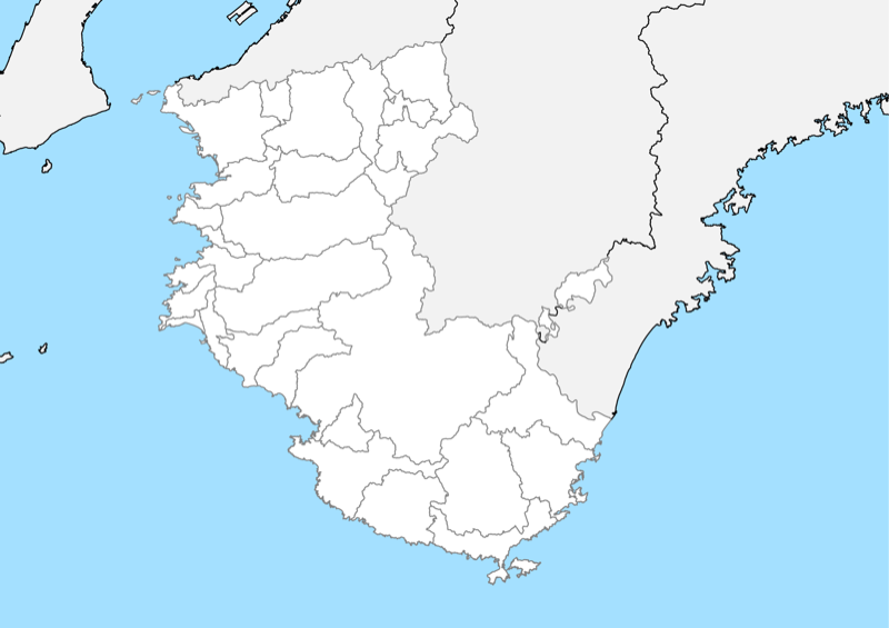 和歌山県 白地図 市区町村界 フリー素材