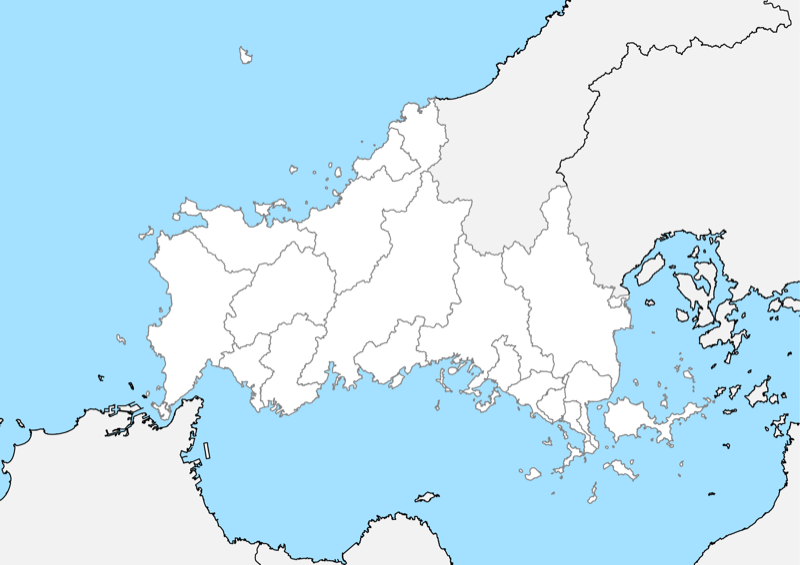 山口県 白地図 市区町村界 フリー素材