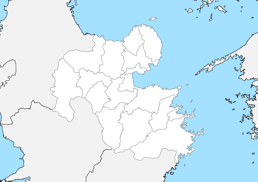 大分県 白地図 市区町村界 フリー素材