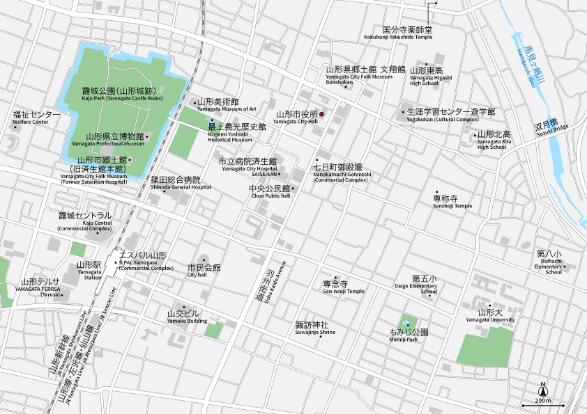 山形駅周辺 地図素材