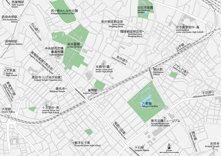 巣鴨・駒込 地図素材