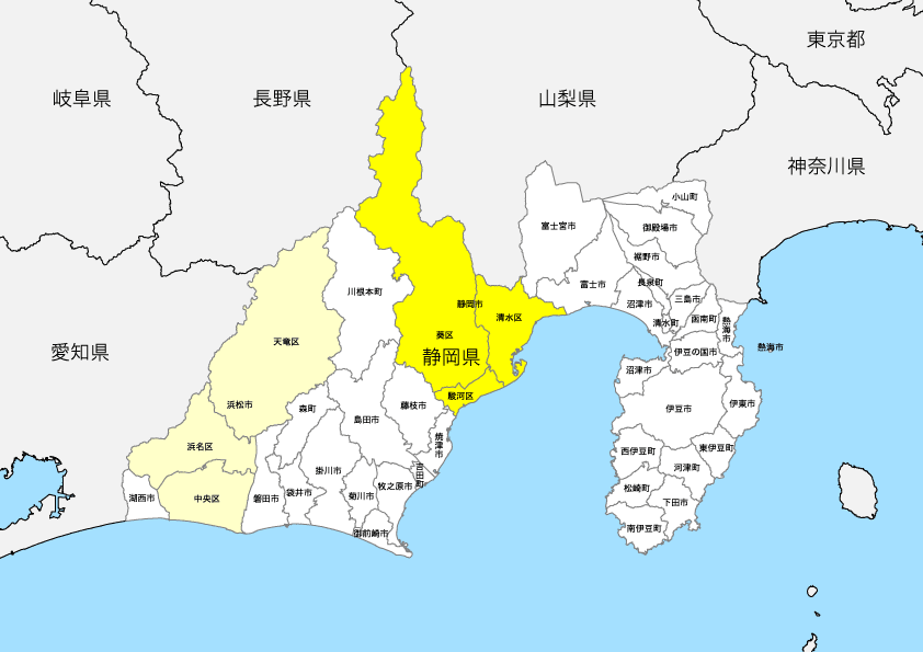 静岡県 市区町村別 白地図