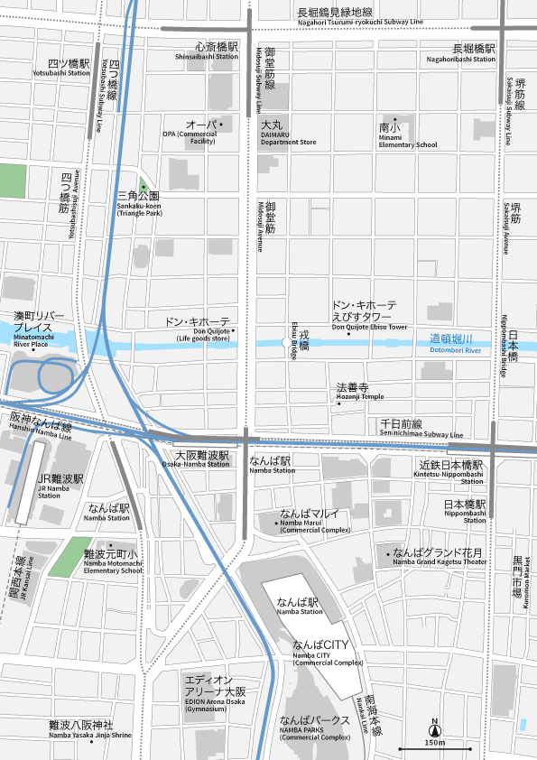 大阪なんば・心斎橋 地図素材