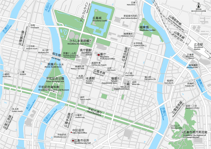 広島中心部　地図素材