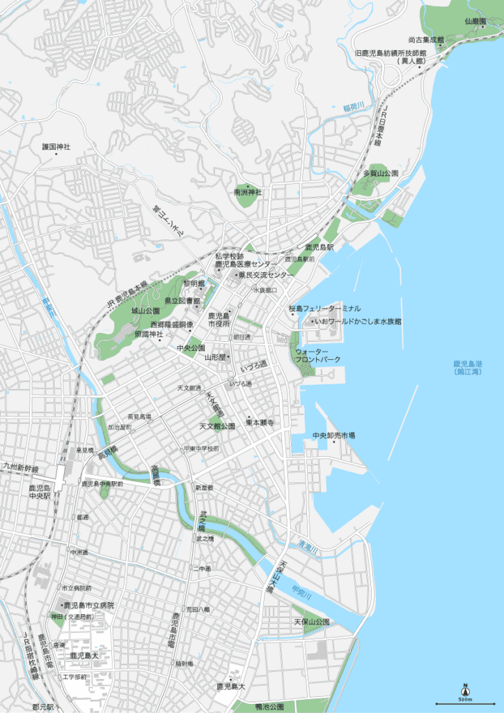 鹿児島中心部 地図素材